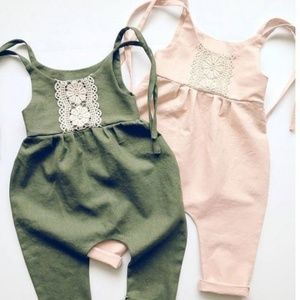 Adorable baby girl light pink/peach romper